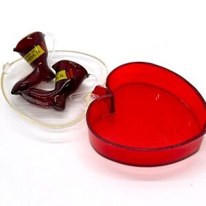 Red Heart-Shaped Trinket Box with Miniature Shoes